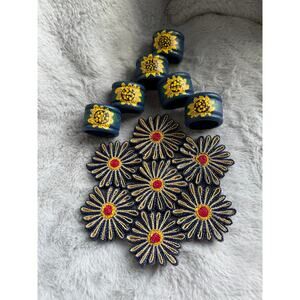 Handmade Sunflower Napkin Rings Daisy Placemat Set Cottagecore Farmhouse